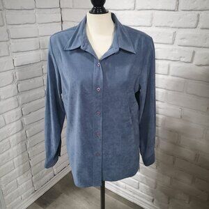 Style & Co. Collection Ladies Size 14 Blue Button Front Made in Hong Kong Shirt